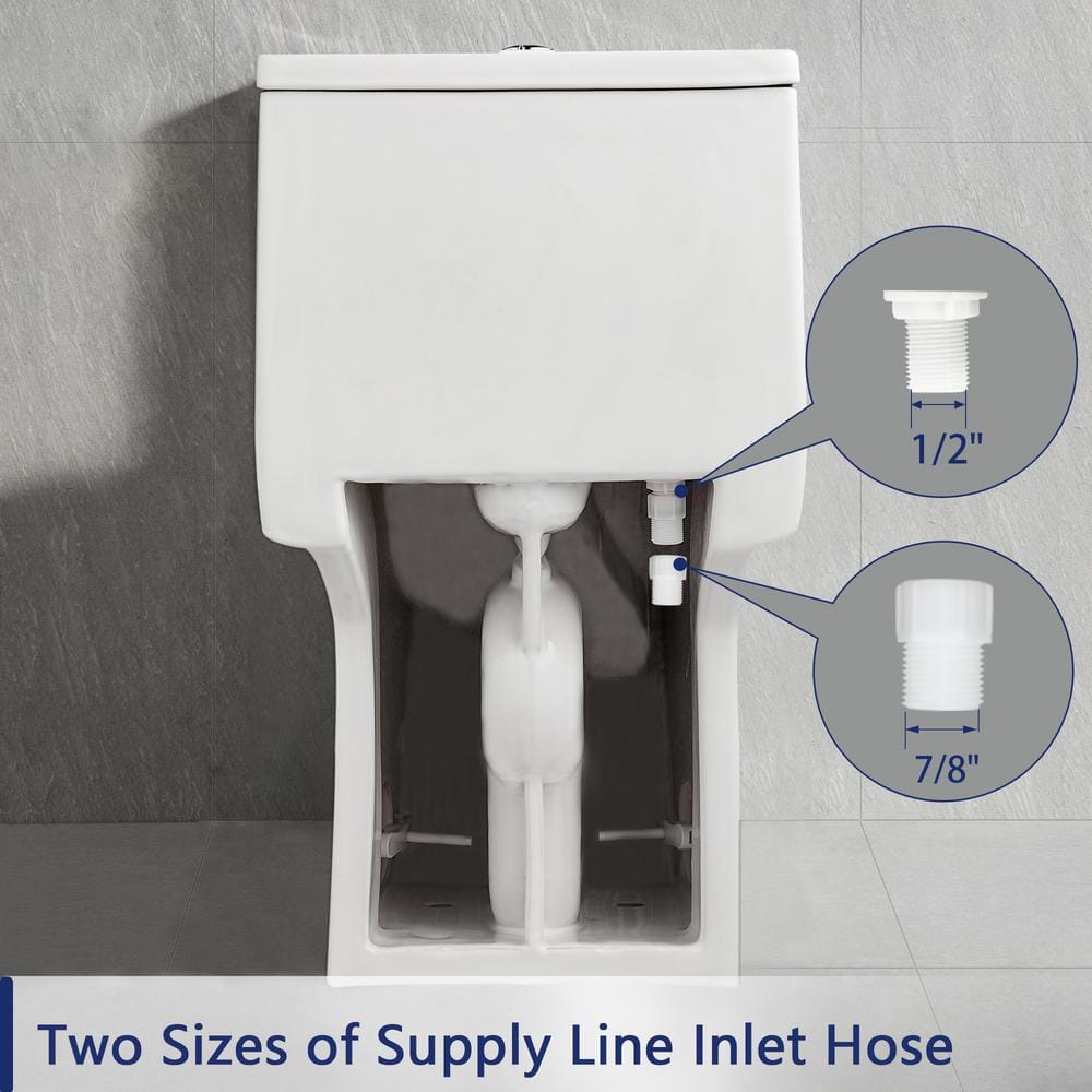 White Ceramic Elongated Dual Flush One-Piece Toilet