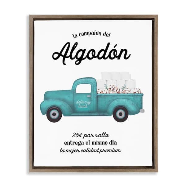 Stupell Industries Fresh Cotton Bathroom Sign by Lettered and Lined Brown Floater Frame Typography Graphic Art Print 21 in. x 17 in.