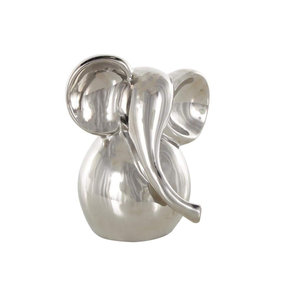 9 in. x 10 in. Silver Ceramic Glossy Elephant Sculpture price history on PriceWatchPro