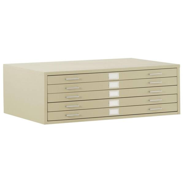 Edsal 15.75 in. H x 55.75 in. W x 41 in. D 5-Drawer Flat File Cabinet in Putty