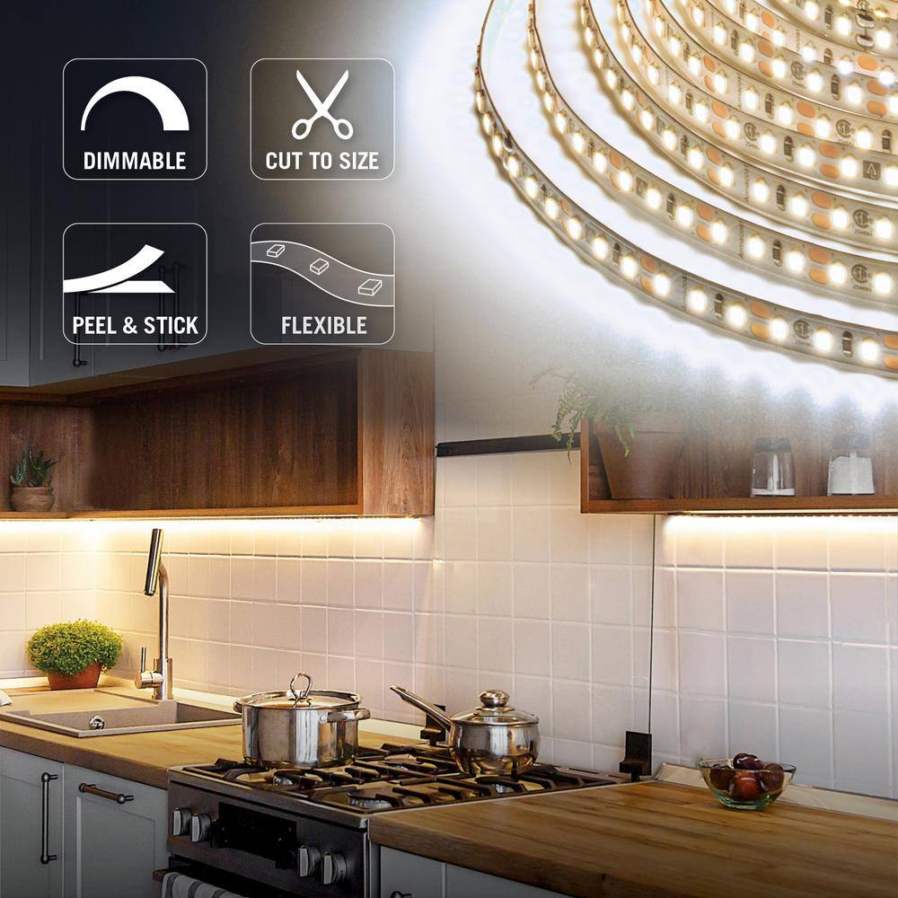 8.2 ft Warm White LED Tape Light with Adhesive Backing