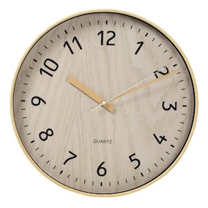 KIERA GRACE Daniel Quartz Wall Clock – 16 in. White Woodgrain, Arabic Numerals Clock