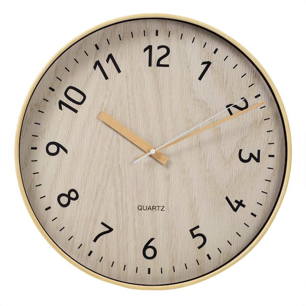 Kiera Grace KIERA GRACE Daniel Quartz Wall Clock – 16 in. White Woodgrain, Arabic Numerals Clock