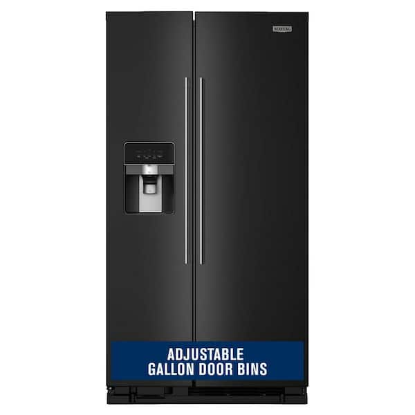 36 in. 25 cu. ft. Standard Depth Side-by-Side Refrigerator in Black with Can Caddy