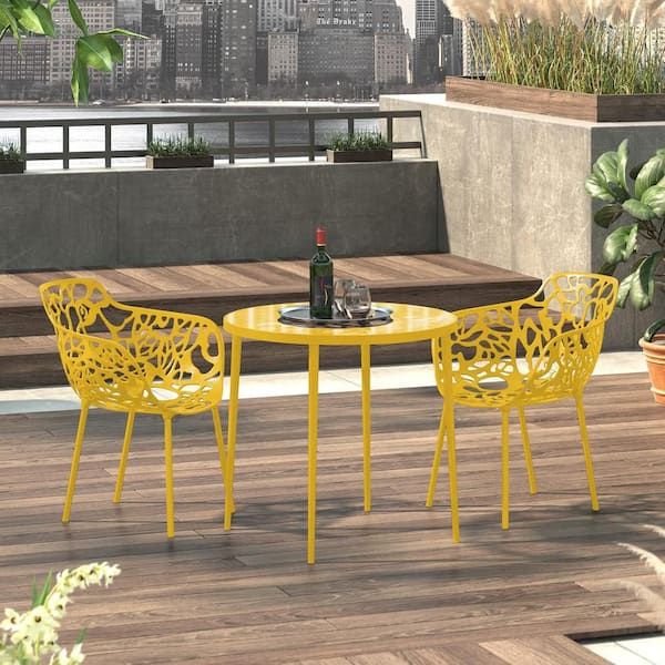 HOME IMPORTS EMPORIUM Yellow Color Aluminum Side Chair-Set of 2