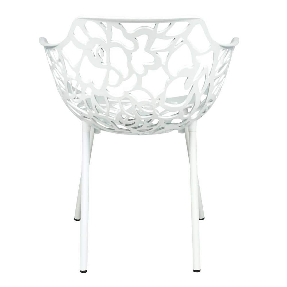 White Aluminum 5-Piece Outdoor Dining Set with Flower Design