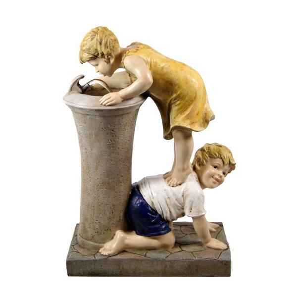 Alpine 27 in. Boy and Girl Drinking Water Fountain with LED Light