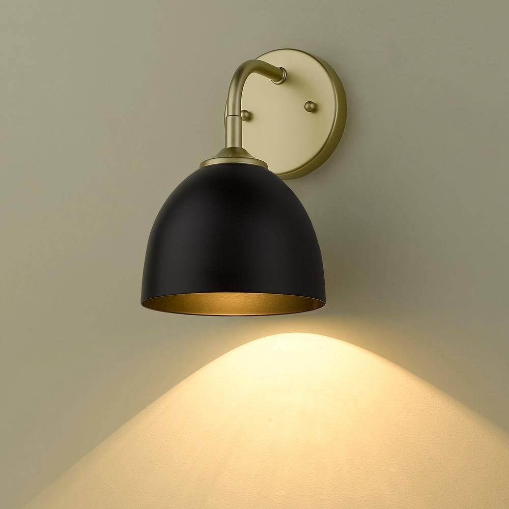 Olympic Gold and Black Steel Dimmable Wall Sconce