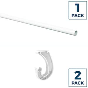 SuperSlide 48 in. Hanging Closet Rod (1 Piece) and 6 in. x 1 in. White Closet Rod Bracket (2 Pieces)