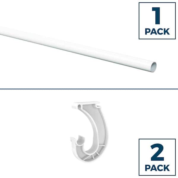 ClosetMaid SuperSlide 48 in. Hanging Closet Rod (1 Piece) and 6 in. x 1 in. White Closet Rod Bracket (2 Pieces)