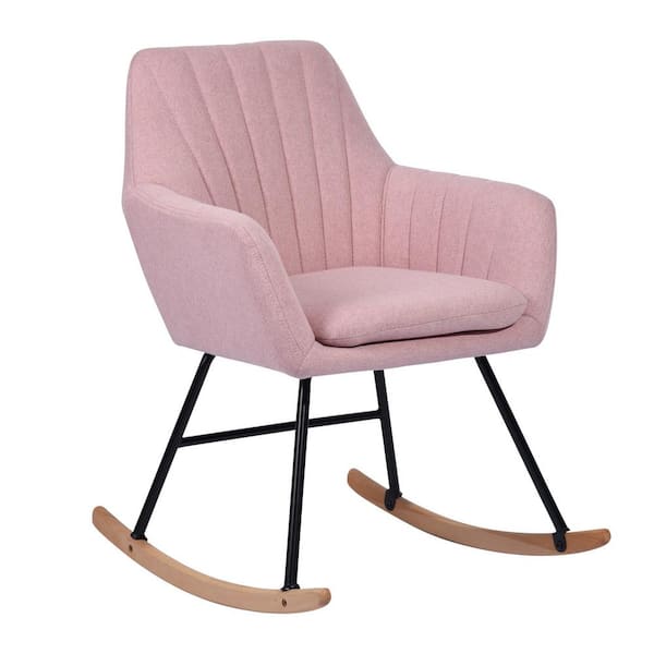 Homy Casa Maniar Blue Upholstered Armed Rocking Chair