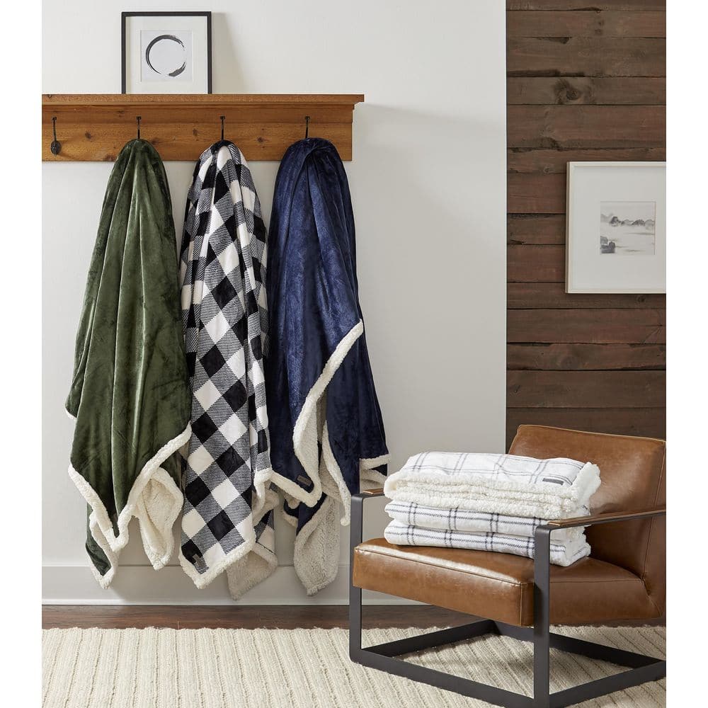 Twin Blue Plush Fleece Sherpa Reversible Blanket