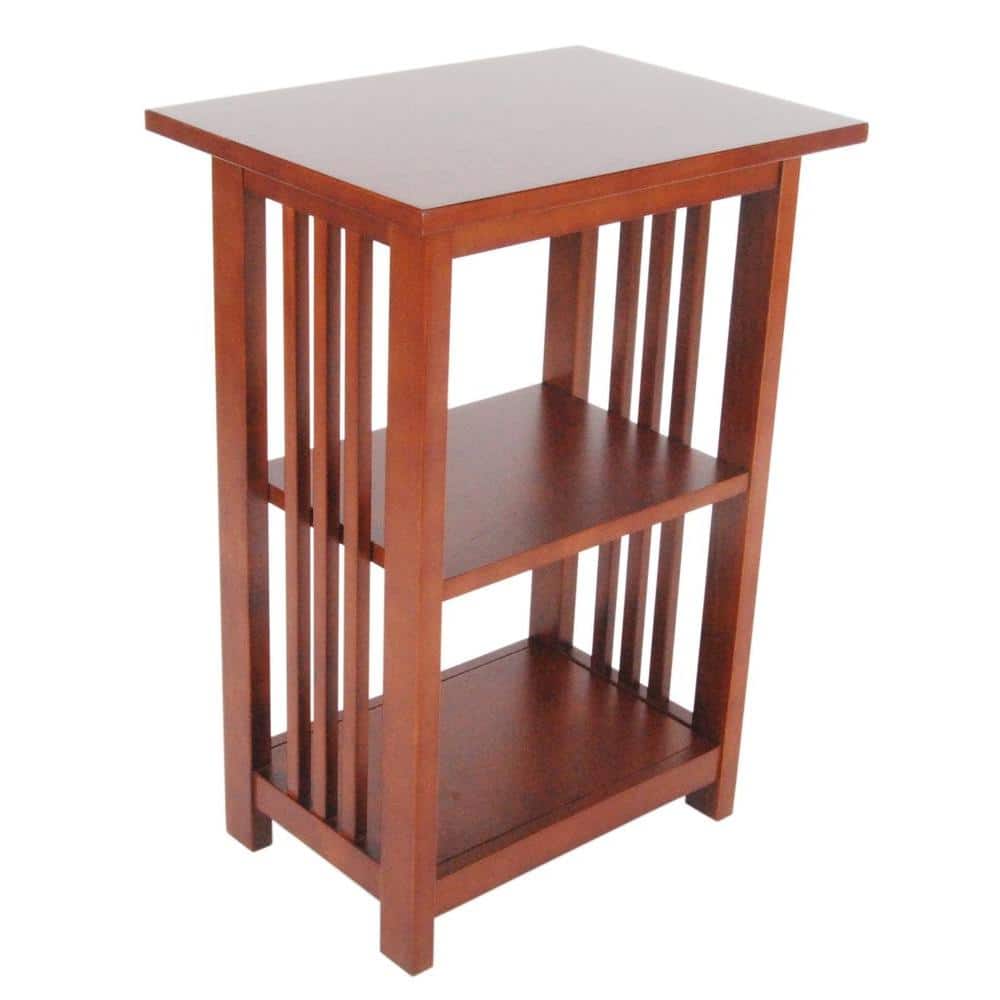 Cherry Wood 2-Shelf Mission Style End Table