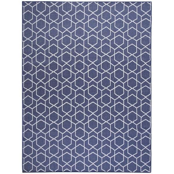 Horizon Indoor/Outdoor Navy 9 ft. x 12 ft. All-over design Contemporary Area Rug