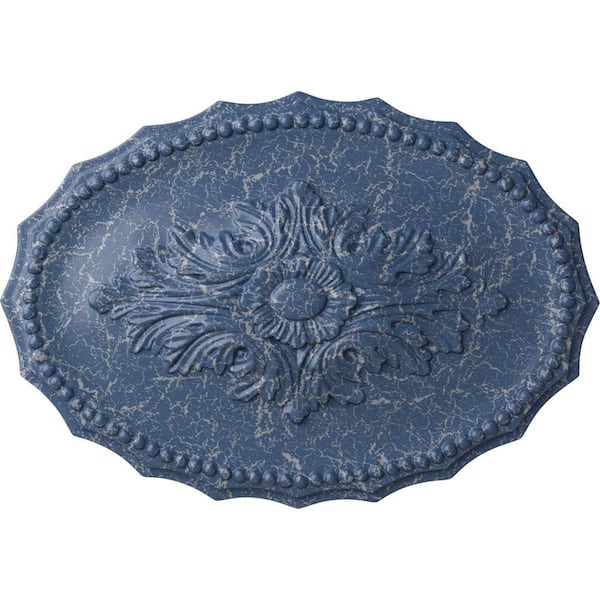 Ekena Millwork 16-7/8 in. W x 11-3/4 in. H x 1-1/2 in. Oxford Urethane Ceiling Medallion, Americana Crackle