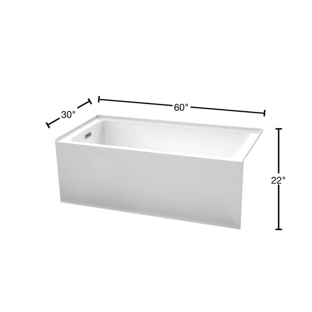 Grayley 60'' White Acrylic Alcove Soaking Bathtub