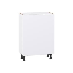 Fairhope Bright White Slab Assembled Shallow Base Kitchen Cabinet (24 in. W x 34.5 in. H x 14 in. D)