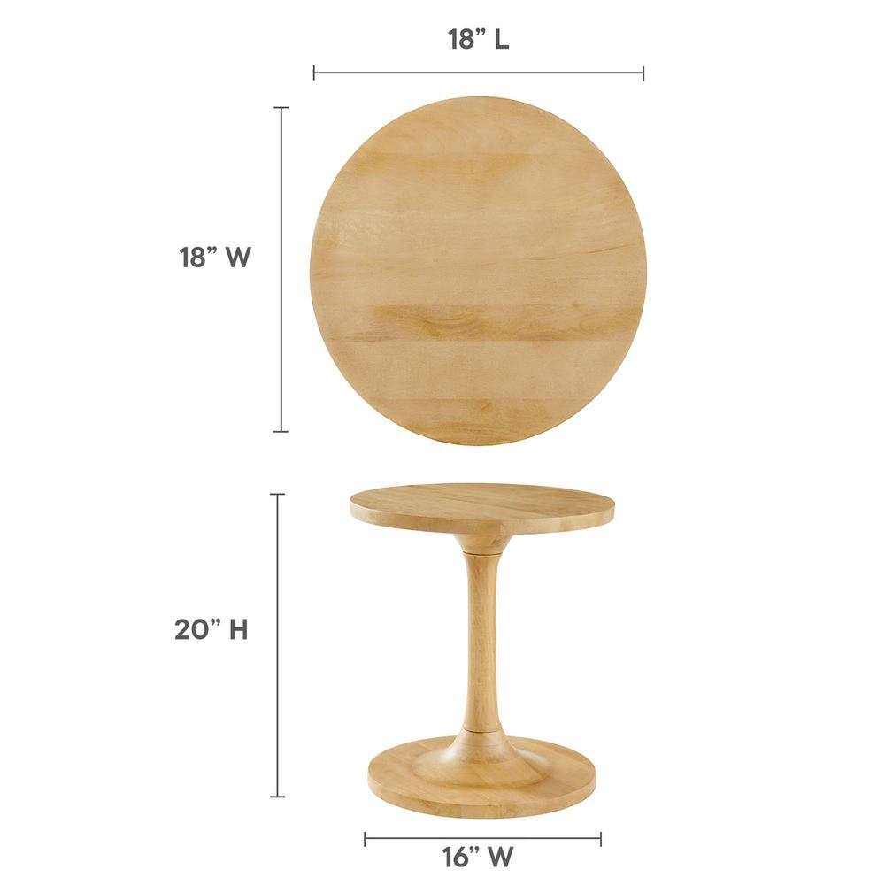Lina 18" Round Oak Wood Pedestal Side Table