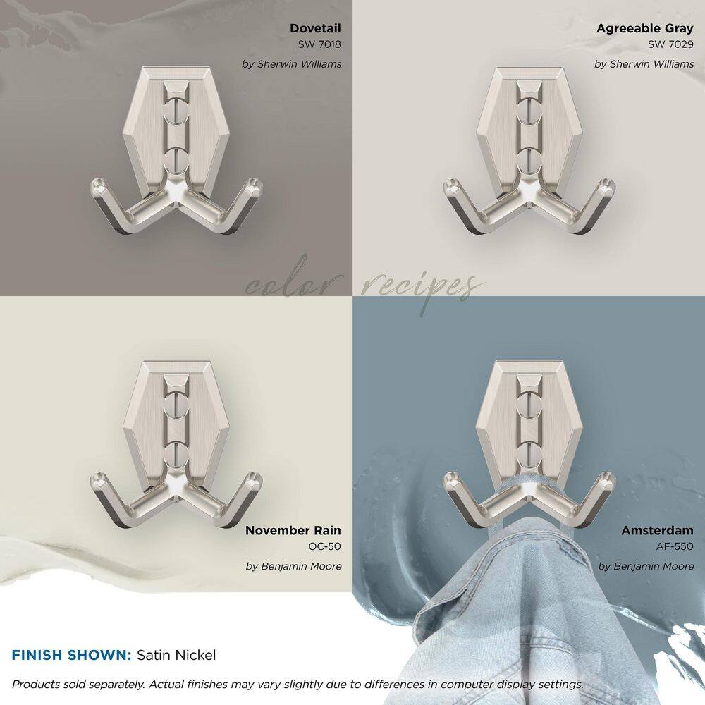 Satin Nickel Double Prong Decorative Wall Hook