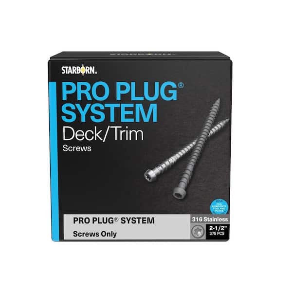 10 x 2-1/2 in. Star Trim Head Grade 316 Stainless Steel Composite Deck Screws (375-Pieces)