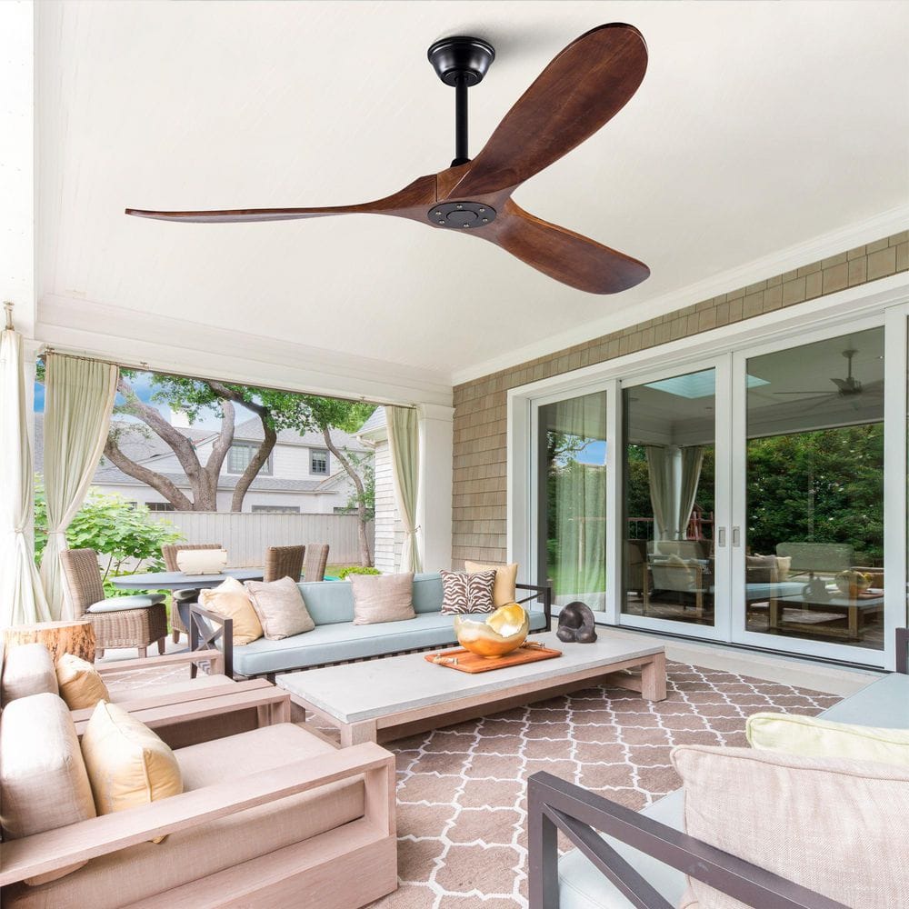 60 in. Black 3 Wood Blades Downrod Standard Ceiling Fan with DC Motor and Remote Included price history on PriceWatchPro