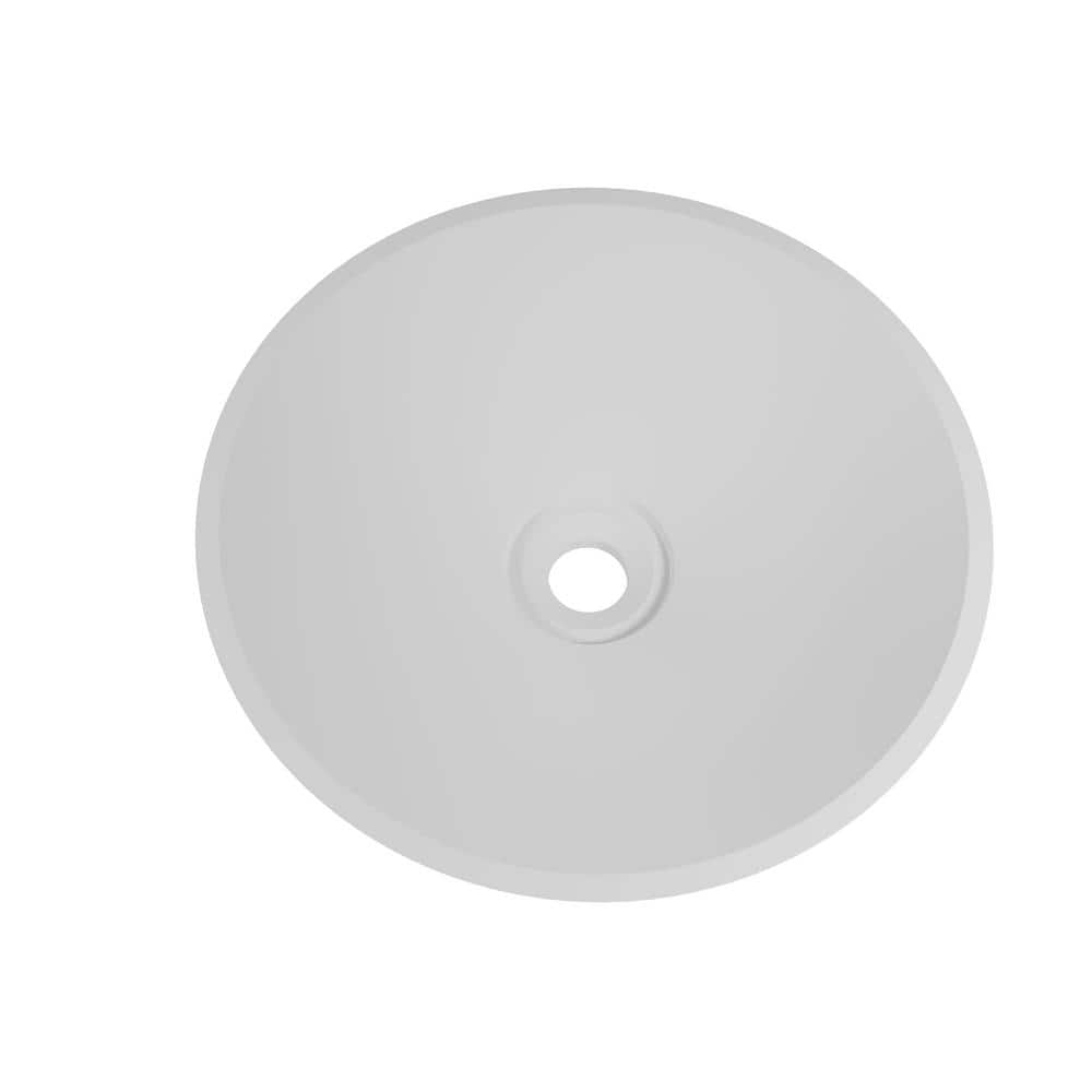 Mahdi Matte White Ceramic Round Vessel Sink, 18.9"