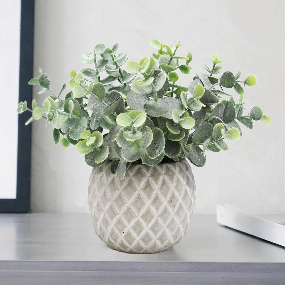 8 in. Artificial Eucalyptus Plant Arrangement in Round