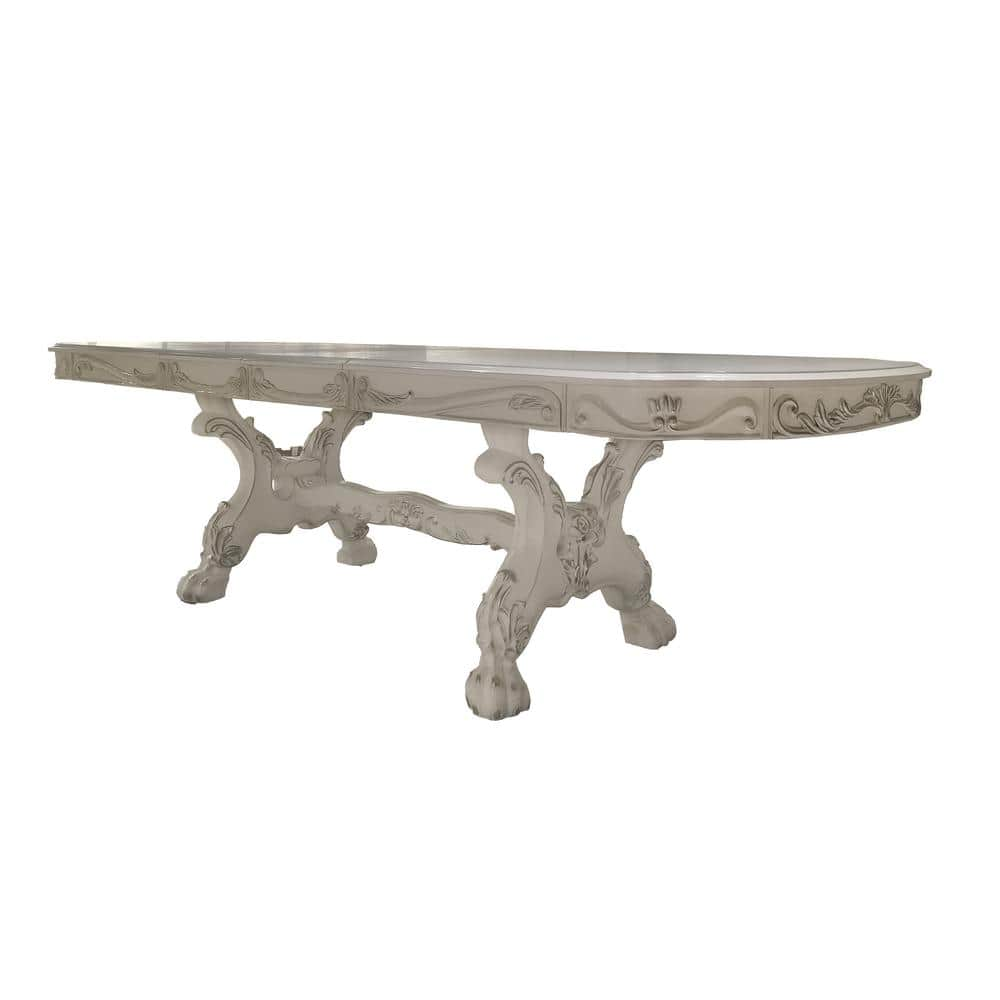 Dresden Bone White Finish Wood 46 in. 4-Legs Dining Table Seats 8 -  Acme Furniture, DN01695