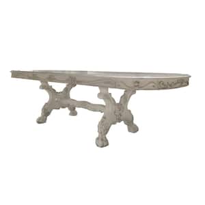 Dresden Bone White Finish Wood 46 in. 4-Legs Dining Table Seats 8