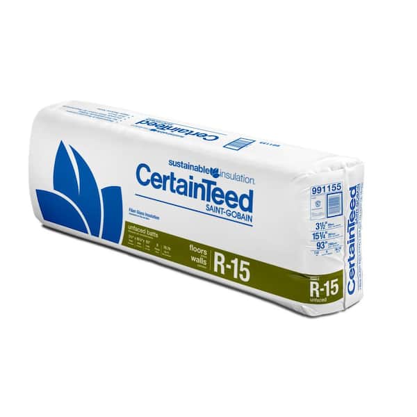 CertainTeed R-15 Unfaced Fiberglass Insulation Batt 15.25 in. x 93 in. (8-Pieces)