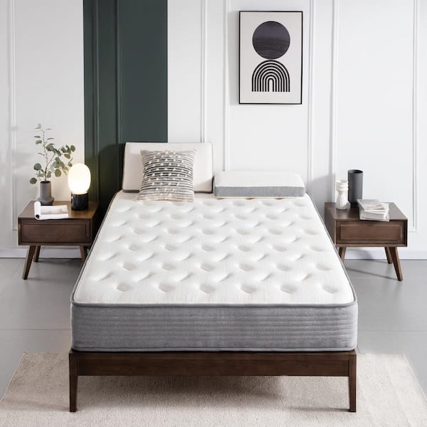 Westsky 10 in. Modern Medium Firm Hybrid Tight Top Gray CA-King Mattress, Memory Foam Pocket Spring Mattress Sleep Supportive