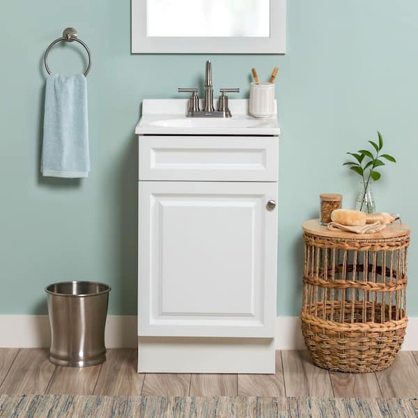 Glacier Bay 19 in. Single Sink White Bath Vanity with White Cultured Marble Top (Assembled)