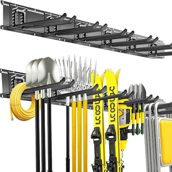 4 in. H 300 lb. Load Capacity Utility Hook, 48 in. Heavy Duty Garage Tool Organizer with 6-Adjustable Straight Hooks