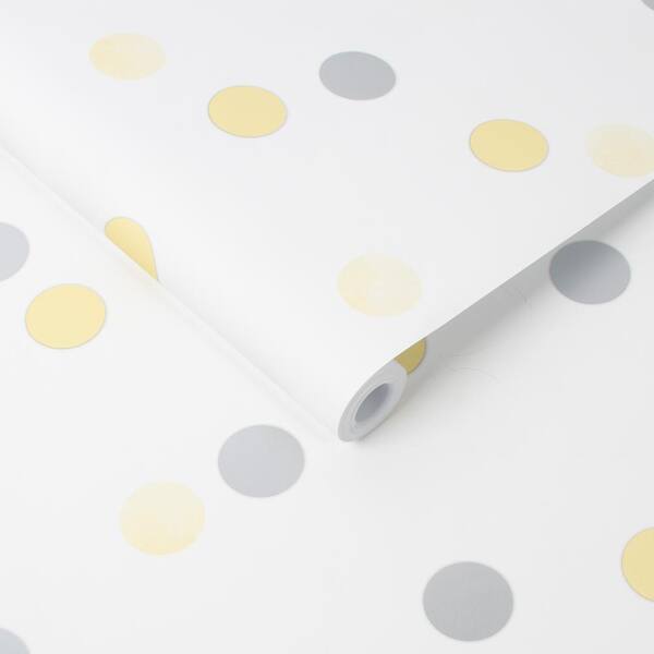 Superfresco Easy Dotty Polka Yellow Silver Paper Strippable Roll Covers 56 Sq Ft 108264 The Home Depot - Rose Gold Polka Dot Wallpaper 4k