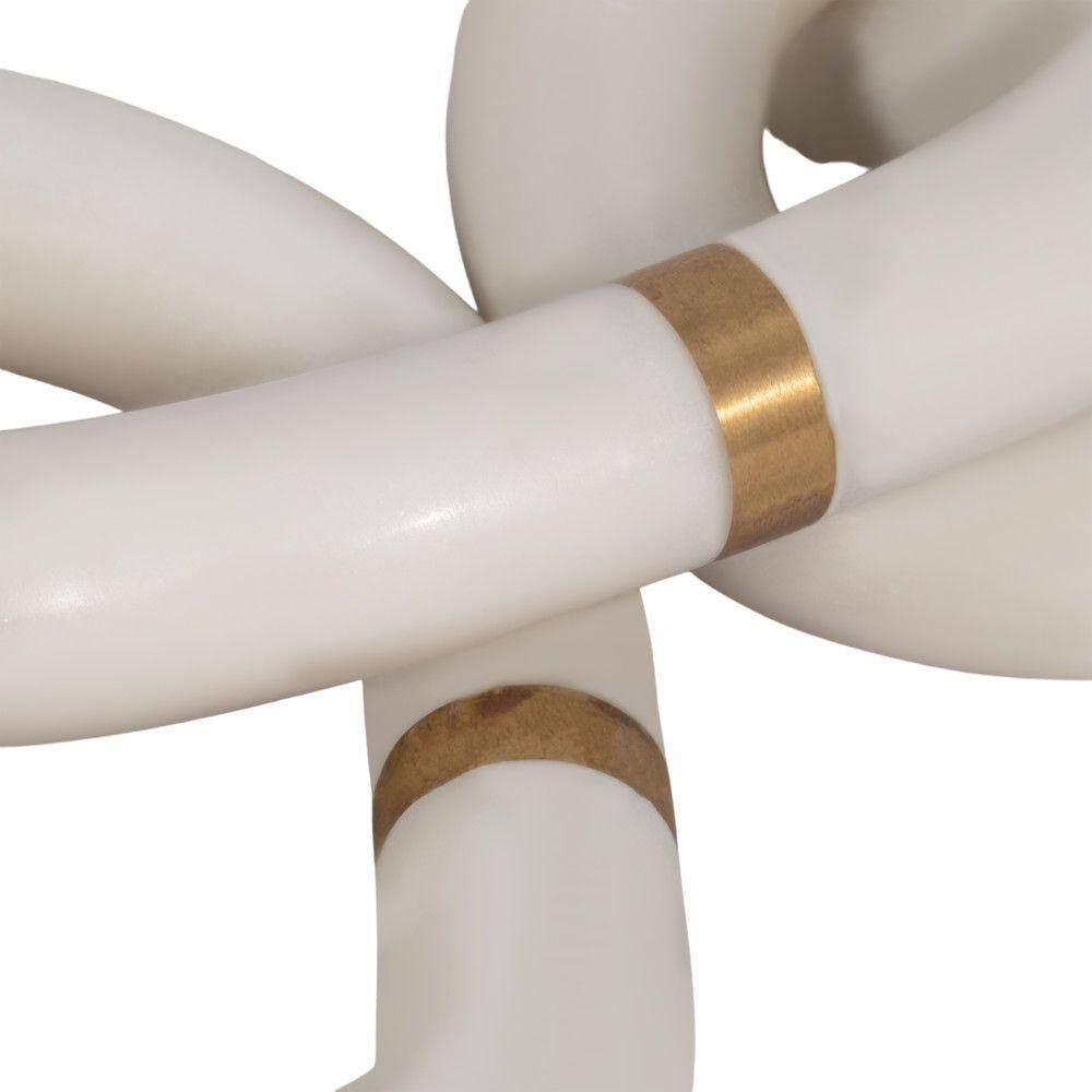 White and Gold Marble Chain Link Sculpture Decor