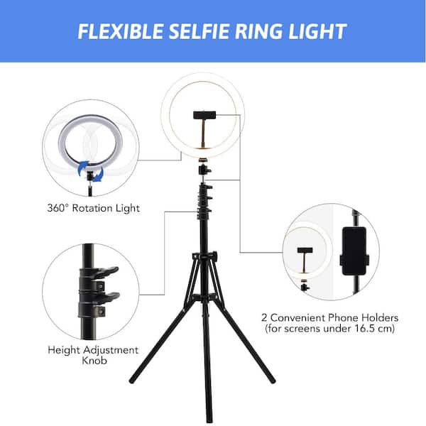Ring Light with Tripod Stand & Phone Holder Tall, 10 inch Selfie Ring Lights  for Makeup, Live Streaming, Tik tok, YouTube Video, Dimmable LED Circle  Lights with Remote ( Total Height 187 cm/73.6