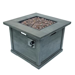 Ricardo 32 in. x 24 in. Square MGO Propane Fire Pit in Grey with Wood Pattern