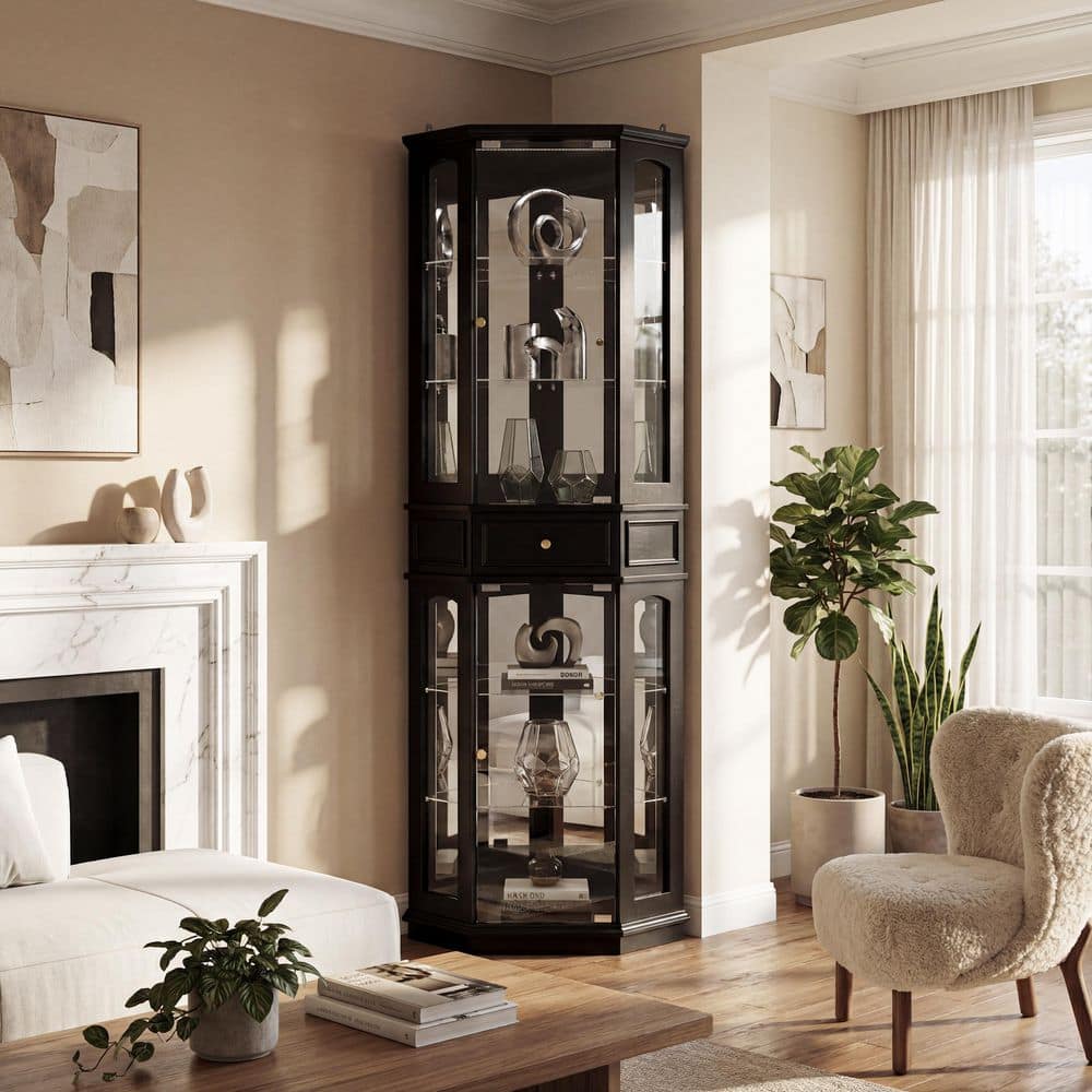 MOFU　シェルフ FUFU&GAGA 77.5 in. Tall Black Wood 6-Shelf Display Bookcase with