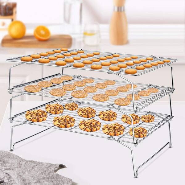 5-Tier Stackable Stainless Steel Cooling Rack for Baking, Roasting, and Grilling, 15 x 10 in. Oven Safe
