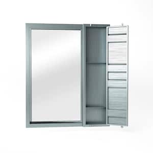 Medium Rectangle Silver Shelves & Drawers Modern Mirror (31.5 in. H x 25.75 in. W)