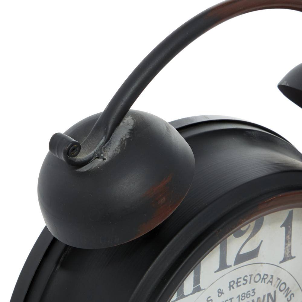 Vintage Black Metal Bell Top Table Clock