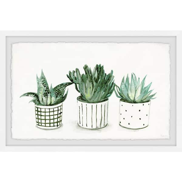 Unbranded "Green Patterned Pots" by Parvez Taj Framed Nature Art Print 30 in. x 45 in.