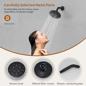 Single Handle 6-Spray Shower Faucet Set Trim Kit 1.8 GPM with Valve and Filtered Shower Head in. Matte Black