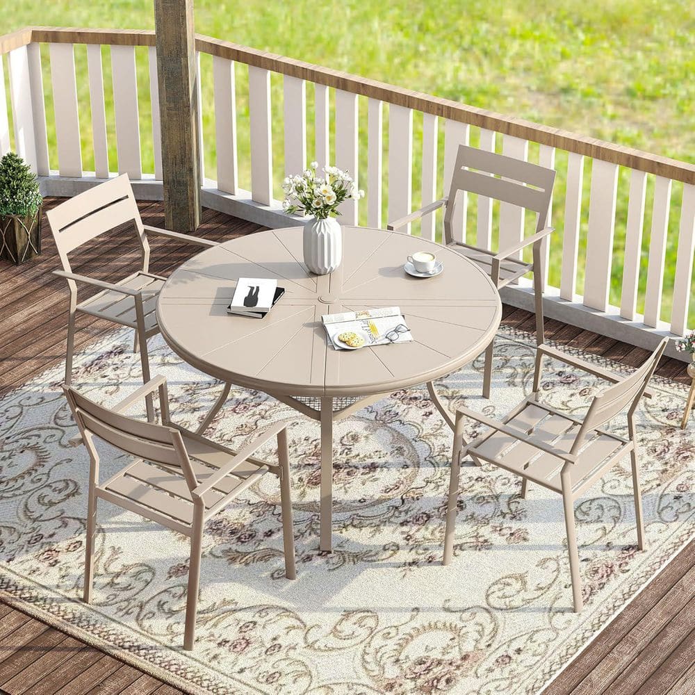 Set of 6 Sandshell Stackable Metal Patio Dining Chairs, Outdoor Chairs for Backyard, and Poolside price history on PriceWatchPro
