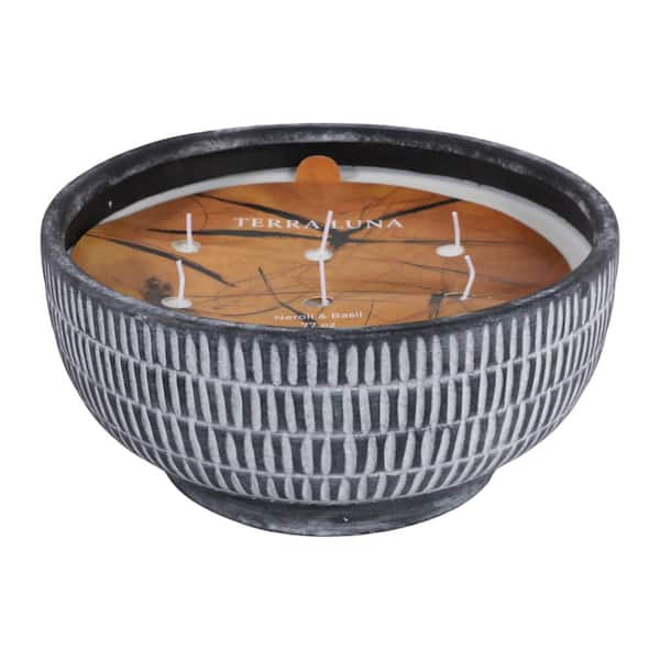 Liv & Skye 5.75 in. Black Ceramic Neroli & Basil Scented Textured