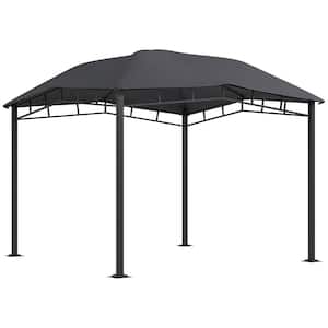 10 ft. x 10 ft. Outdoor Patio Soft Top Gazebo Canopy Tent w/Geometric Design Roof, All-weather Steel Frame, Black Gray