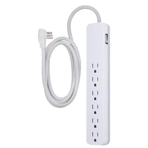 6-Outlet Surge Protector with 6 ft. Braided Extension Cord, White