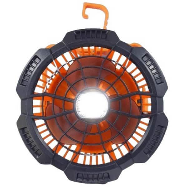 Adrinfly 6.61 in. 3 Fan Speeds Personal Fan Camping fan with LED Lantern, 40H Work Time with Hang Hook and Remote, Orange Finish