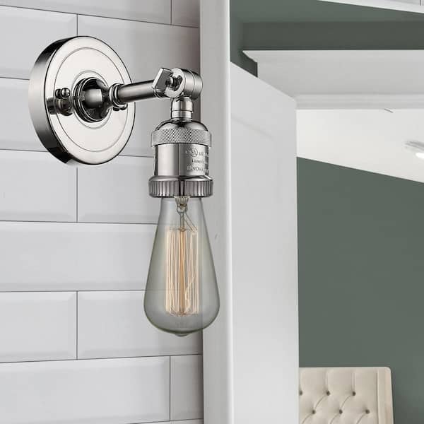 Bare Bulb 1-Light Polished Nickel Wall Sconce