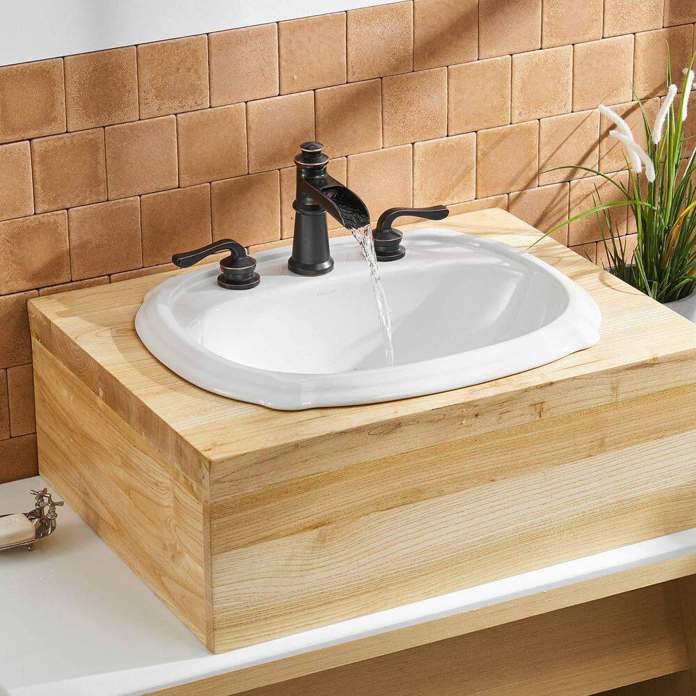 Oil-Rubbed Bronze 8" Waterfall Widespread Bathroom Faucet